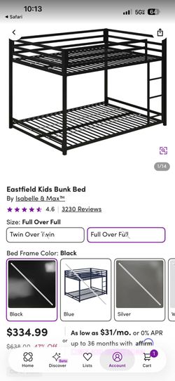 Full over full bunk bed