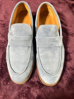 Bergdorf Goodman Light Blue Suede Penny Loafers size 43