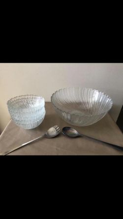 Vintage Aroroc France Swirl Glass Salad Bowl’s With Server’s