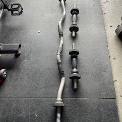 Hampton Fitness Beefy Bar Bull Dog Curl Bar & Dumbbell Handles… Home Gym Fitness…. $100 Price is firm!!!
