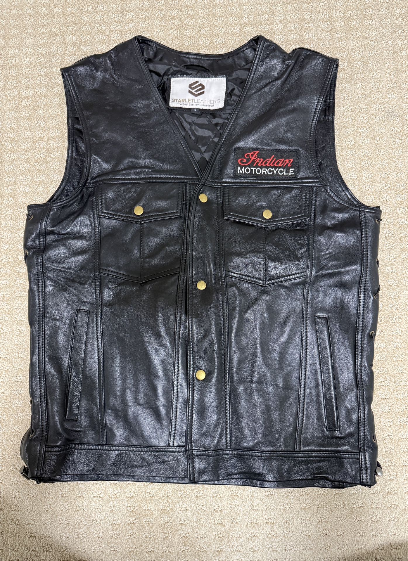 Men’s Motorcycle Leather Vest - Black Vest