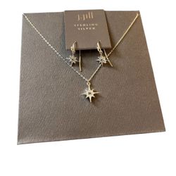 Sterling Silver Star Necklace and Earring Set 
