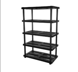 HDX 5 Tier Plastic Adjustable Garage Storage Shelving Unit in Black (48 in. W x 75 in. H x 24 in. D)