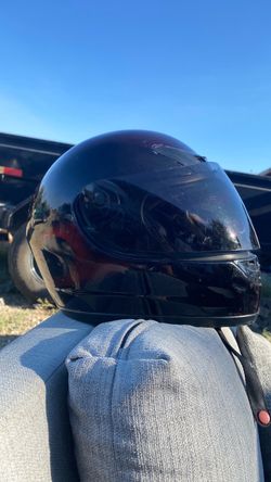 Full-Face Motorcycle Helmet Gloss Black w red flames