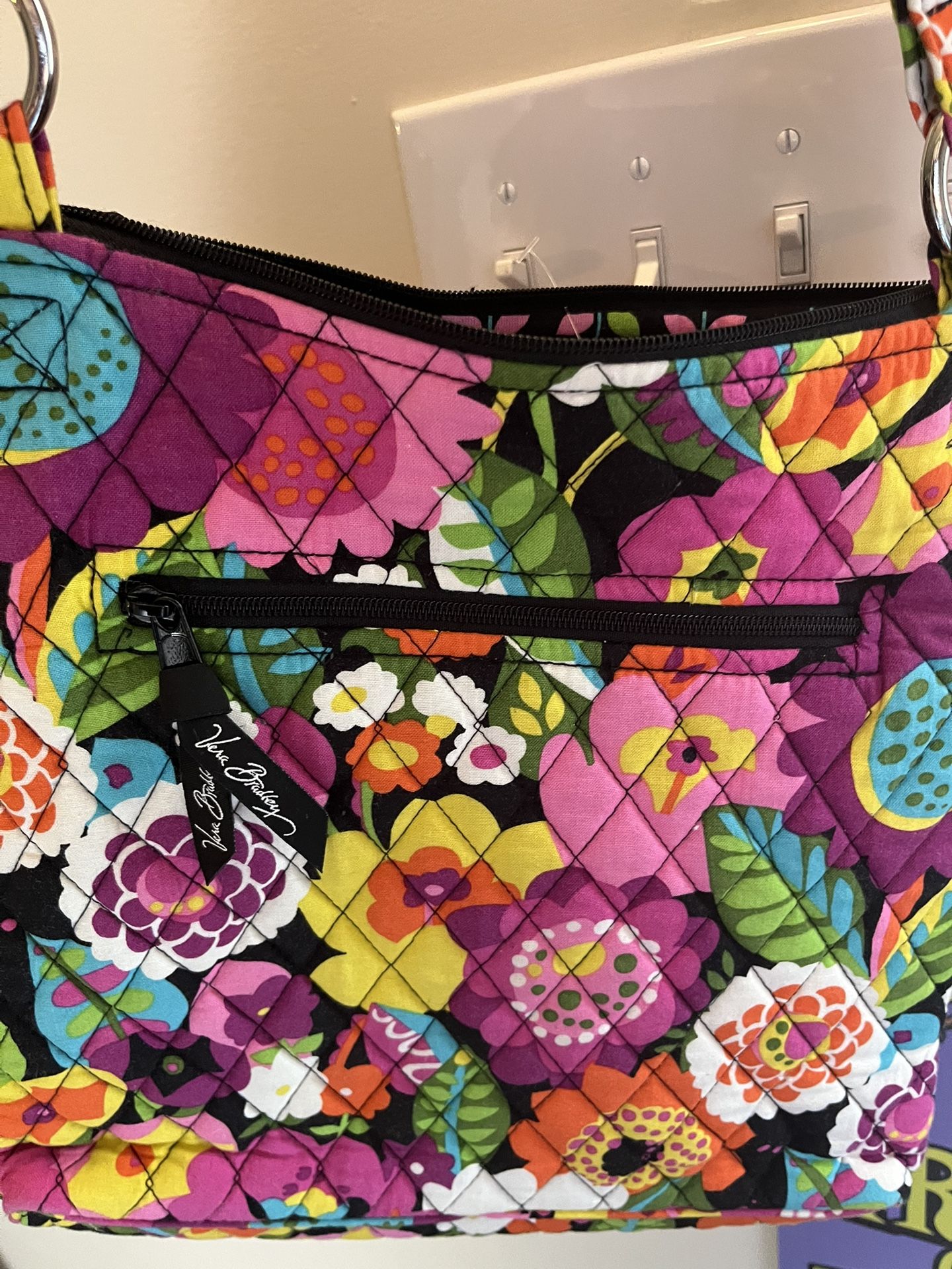 Vera Bradley Petite Double Zip Va Va Bloom Pattern Crossbody Purse Handbag