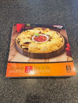 Grand Chef 2-Piece Gourmet Bamboo Chip & Dip Serving Tray – New