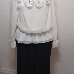 Blouse and Pants - White and Black