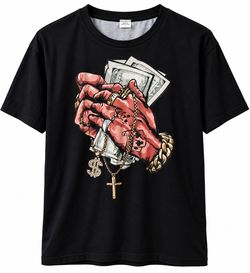 Black Graphic Print Crew Neck T-Shirt