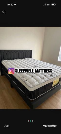 New Queen bed frame with mattress