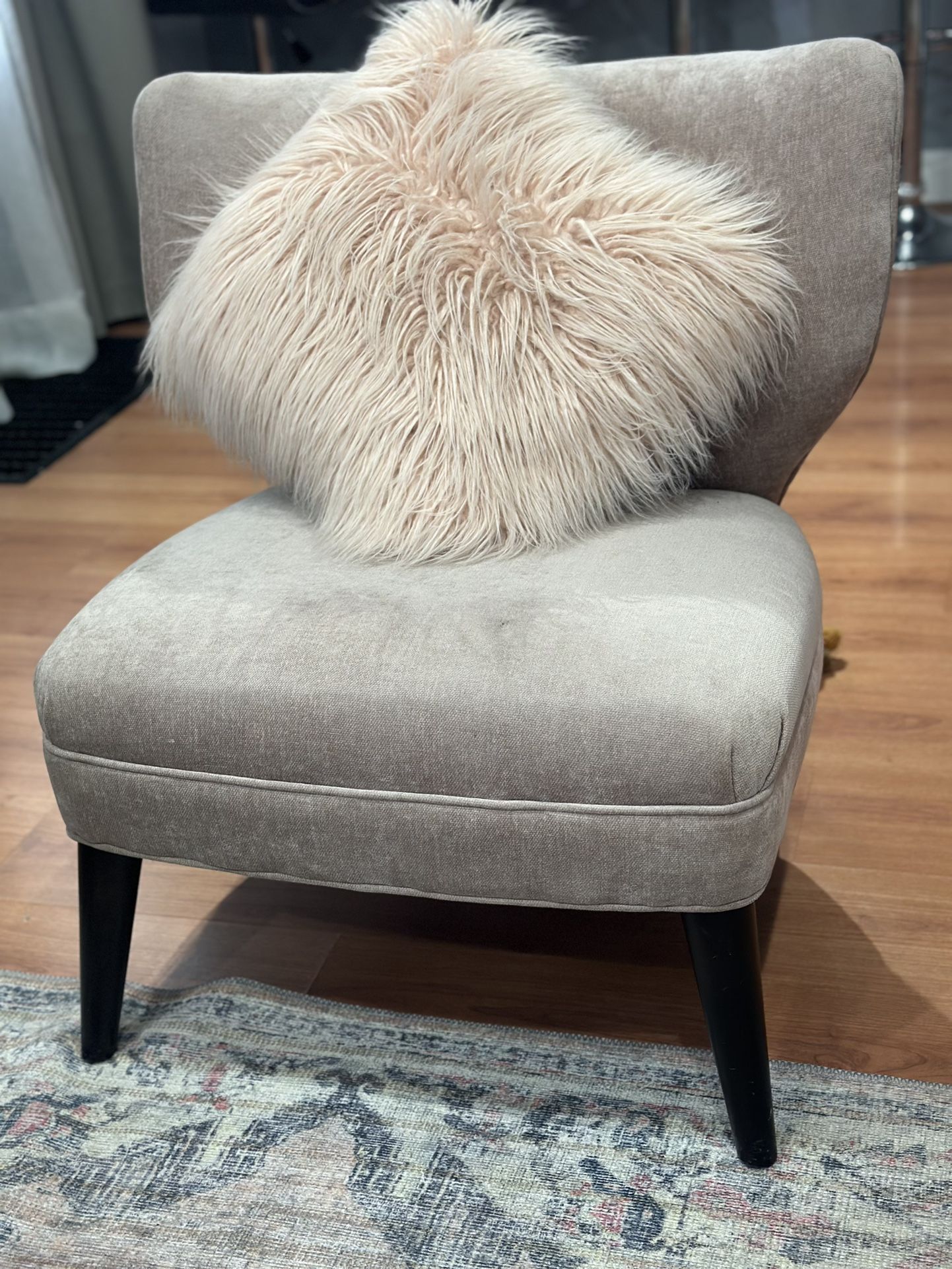 2 West Elm Retro Wing Chairs, Velvet. Pillow not for sale