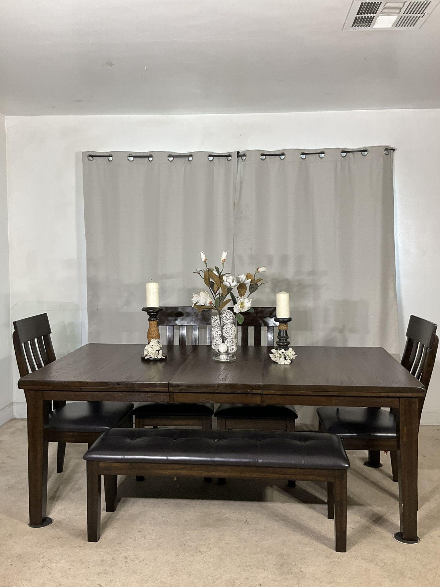 Ashley Furniture Extendable Dining Table With Chairs & Bench