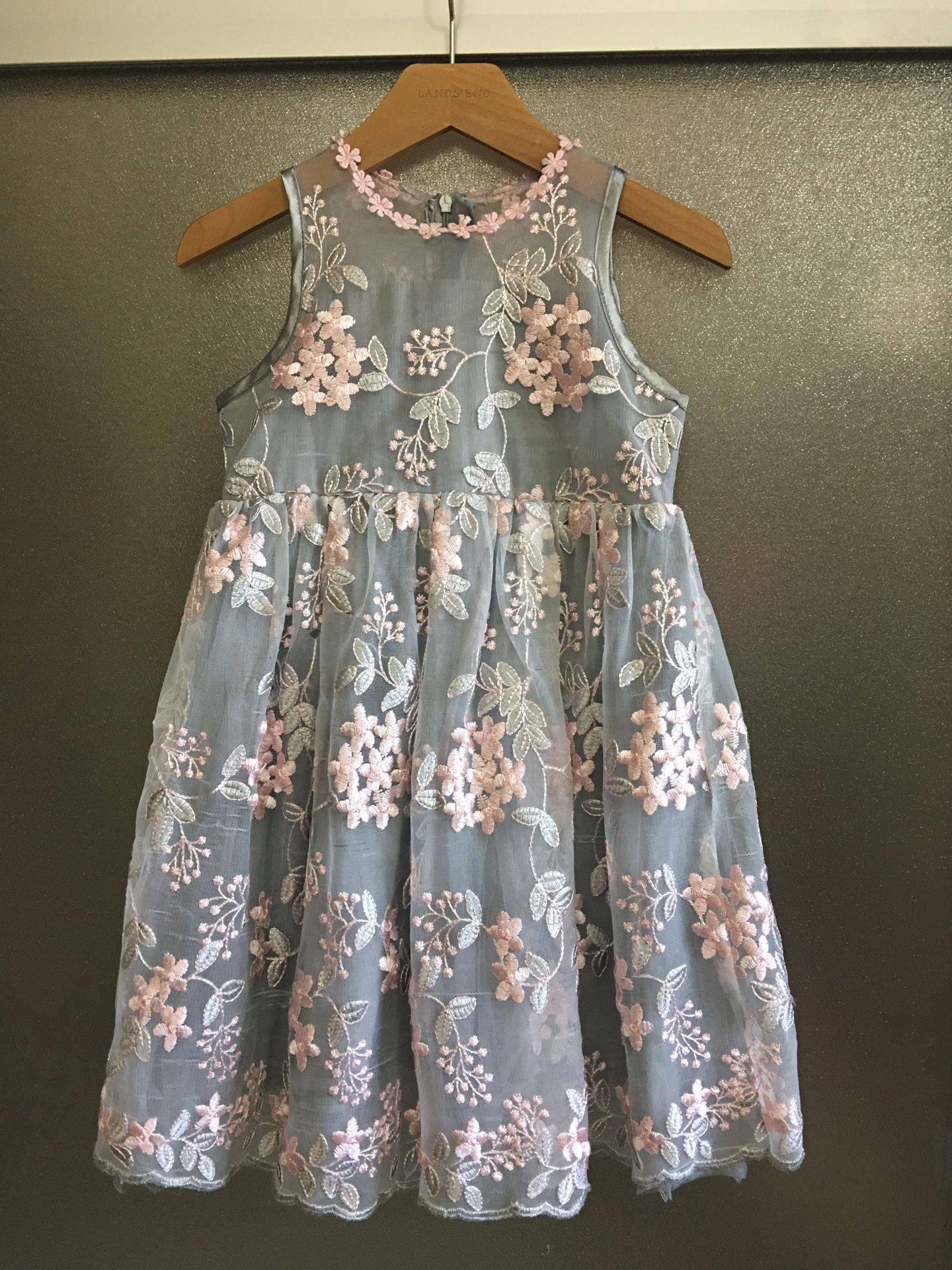 Girls 5T Grey Embroidered Dress