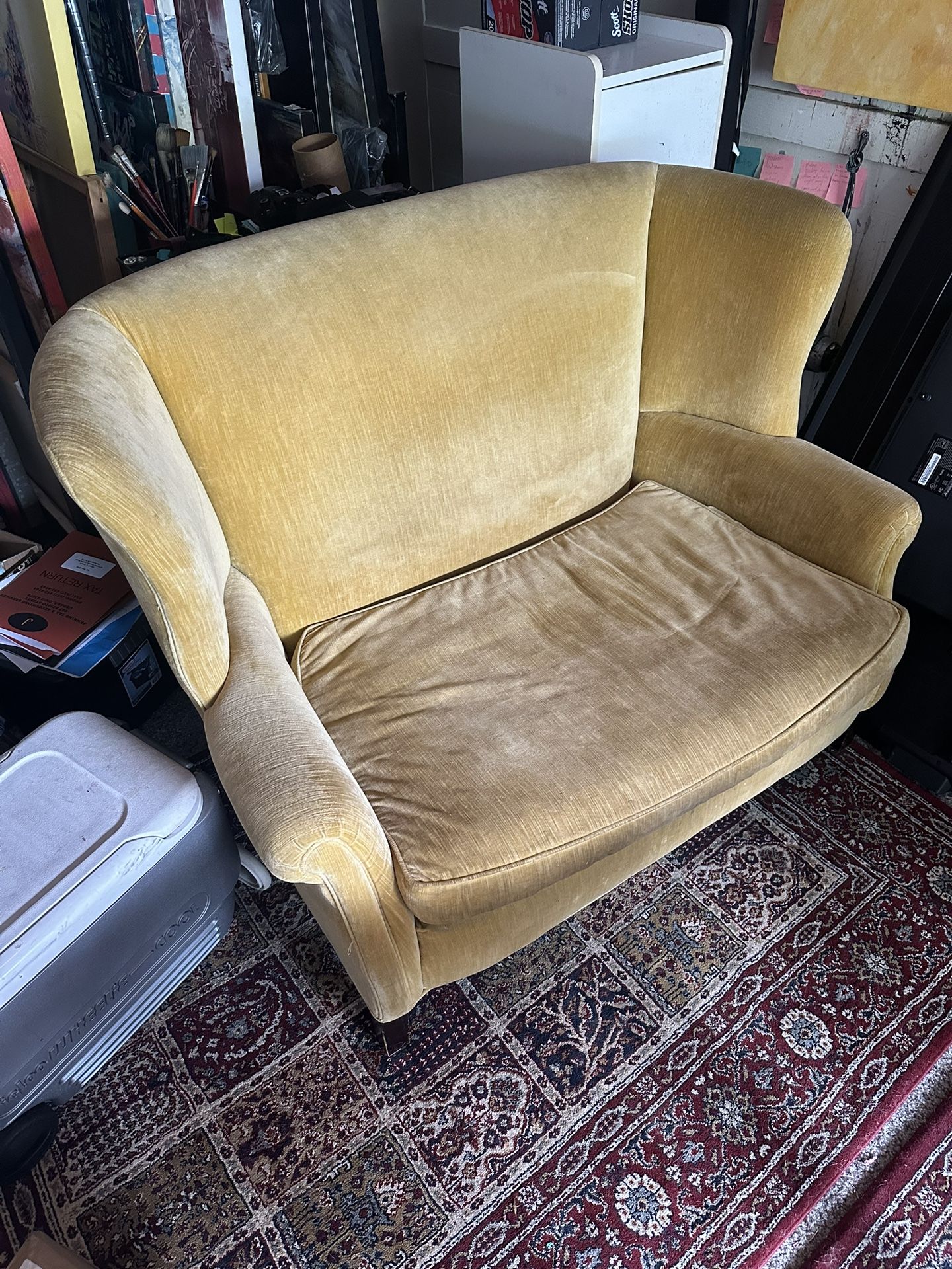 MCM Yellow High back Loveseat