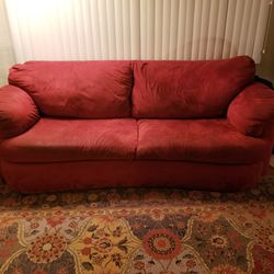 (PENDING) Couch Sofa , FREE , Red , Pull Out Into A Bed in imperial Beach