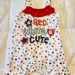 ‘Red White and Cute’ July 4th Independence Day Patriotic Romper Girl size 0-3months