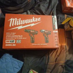 Milwaukee M-12 2 Tool Combo Set Red Lithium Cp 1.5 Battery's 