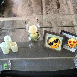 3 Peice Solid Wood And Wrought Iron Coffee Table Set With Glass