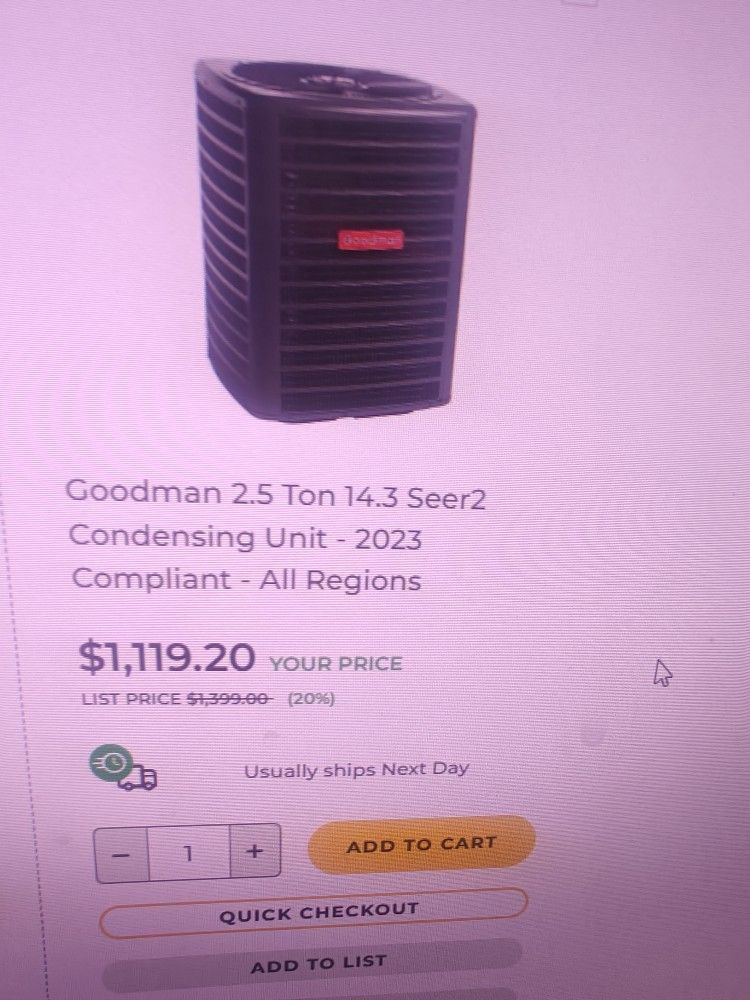 Goodman ac condenser 2.5 Tons