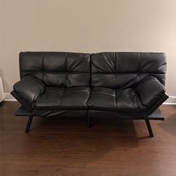 Black Faux Leather Futon Sofa Bed