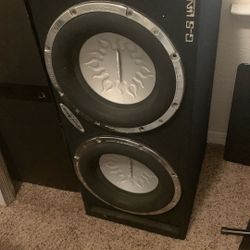  Dual 12" Audiobahn Flame Subs in Ground Shaker Enclosure - Works Great