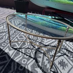 Uttermost Vitya Oval Glass Antique Gold Leaf Coffee Table