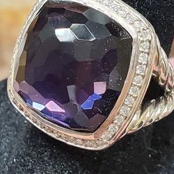 David Yurman  Sterling Silver Black Orchid and Diamond Albion Ring