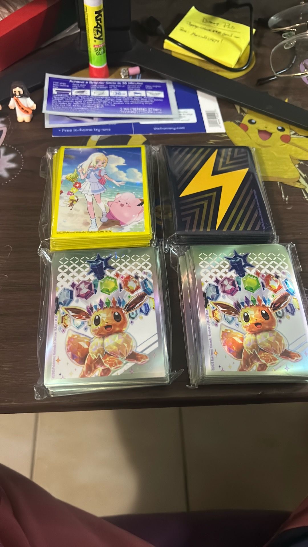 2x Prismatic 1 Surging Sparks 1 Lillies Clefairy Tournament Collection Sleeves