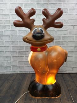 Vintage Blow Mold Christmas 27" REINDEER Deer General Foam Plastics
