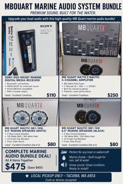 🚤🔊 MB QUART MARINE AUDIO SYSTEM — NEW/EXCELLENT CONDITION — ORIGINAL BOXES!