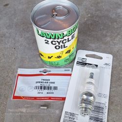 NEW Lawn Mower Air Vane Spring, J8C Spark Plug, & Lawnboy 2-Cycle  Oil