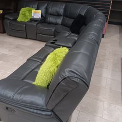 *Memorial Day Extended*---Madrid Gray Leather Reclining Sectional Sofa---Now $1299---Delivery Available 