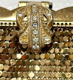 Vintage from the 1930s Whiting and Davis Art Deco Gold Mesh Evening Purse