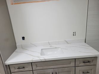 Quartz Countertops And Kitchen Cabinets, Bathroom Vanity