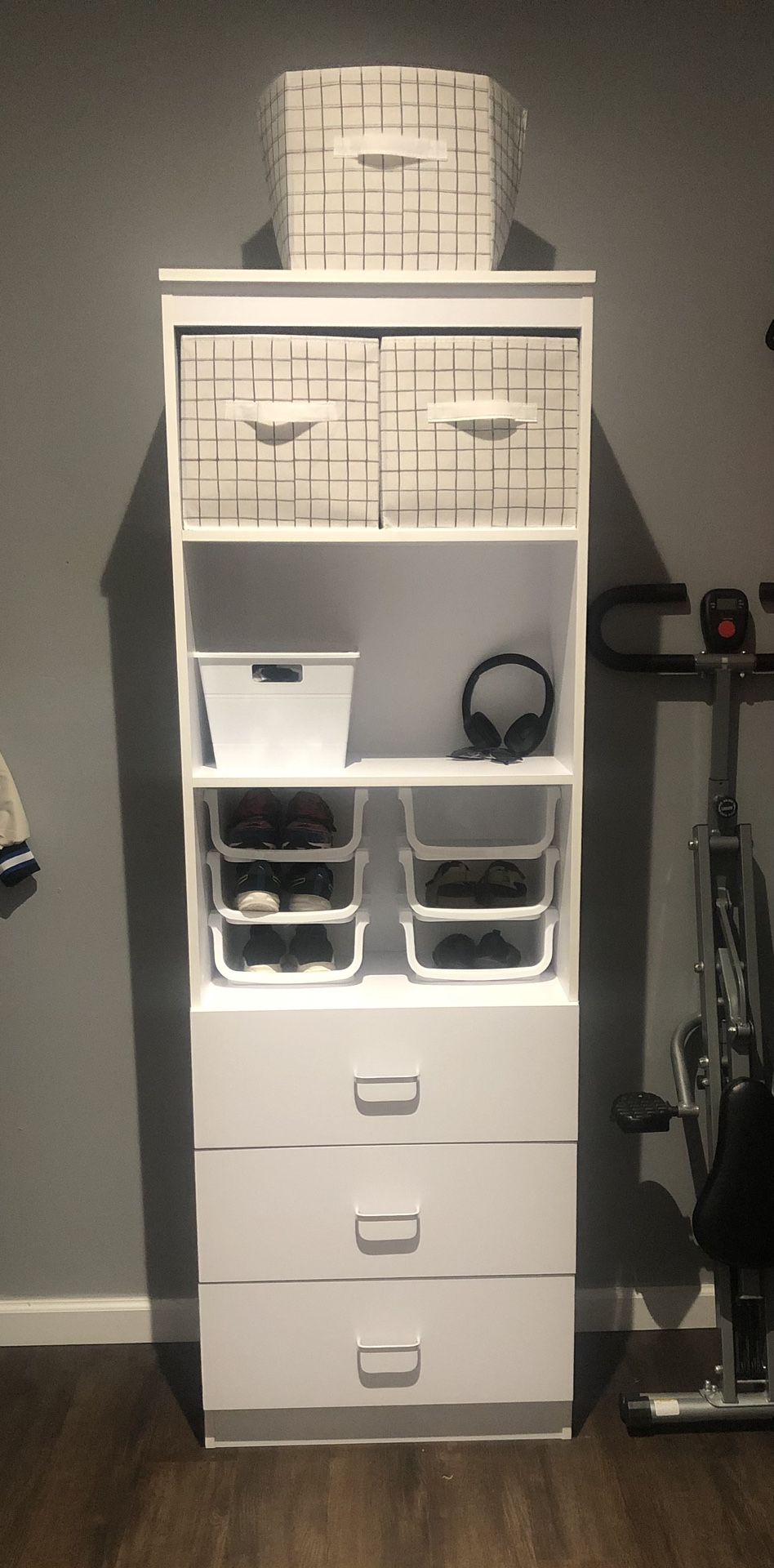 White Bookshelf, With Drawers