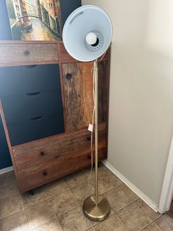 Gold Floor Lamp with White Shade