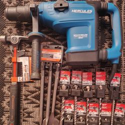 12Amp Rotary Hammer Drill w/ Concrete Bits & Accessories