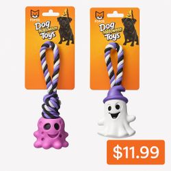 FOFOS Dog Halloween Rope Toys – Ghost & Monster Set
