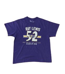 Baltimore Ravens Ray Lewis #52 Pro Football Hall Of Fame Class Of 2018 T-Shirt XL Purple Career Stats 1(contact info removed) NFL