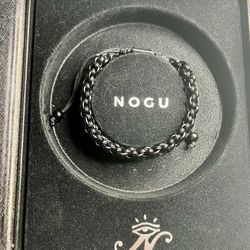Gently Used Black On Black Wide Chain Mail NOGU Bracelet with Box