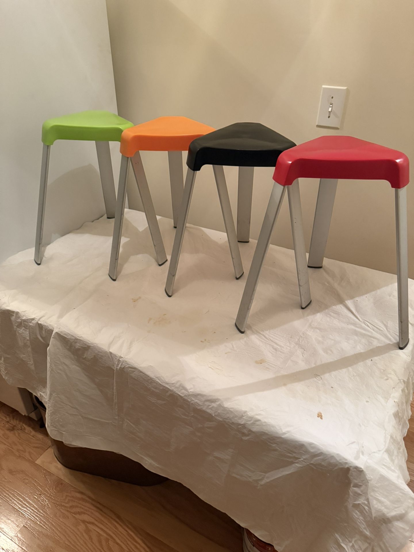 Set of 4 Colorful Stools