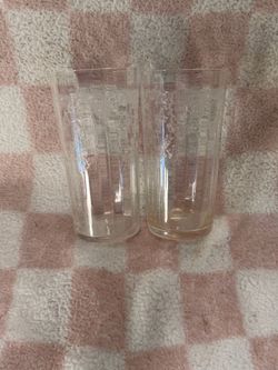 Set of 2 Clear Glass Tumblers with Embossed Detail