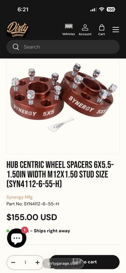Synergy Wheel Spacers 6x5.5