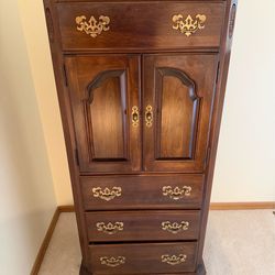 Vintage Solid Wood Cabinet Chest– Colonial Revival Style