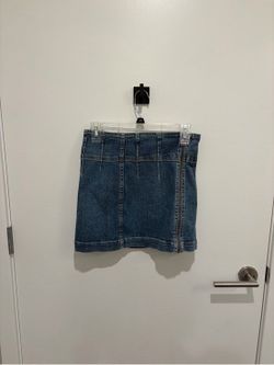Free People Dark Blue Denim Mini Skirt with Side Zip