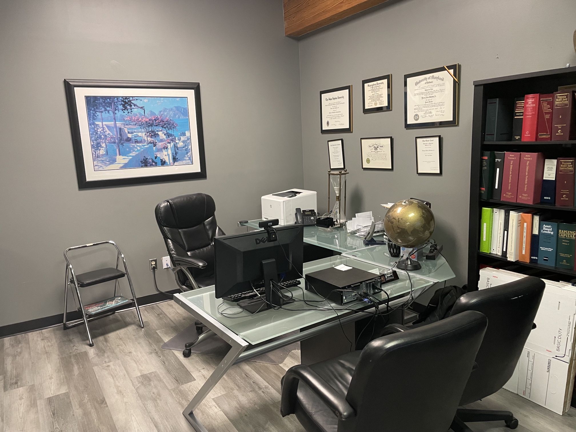 Glass Top L Shaped Desk.