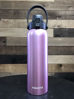 New Aquatix Double Wall Insulated Bottle Rose Gold 32 ounce Keeps your water cold 24 hours hot 6 hours
