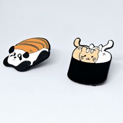 Sushi Animal Enamel Pin Duo