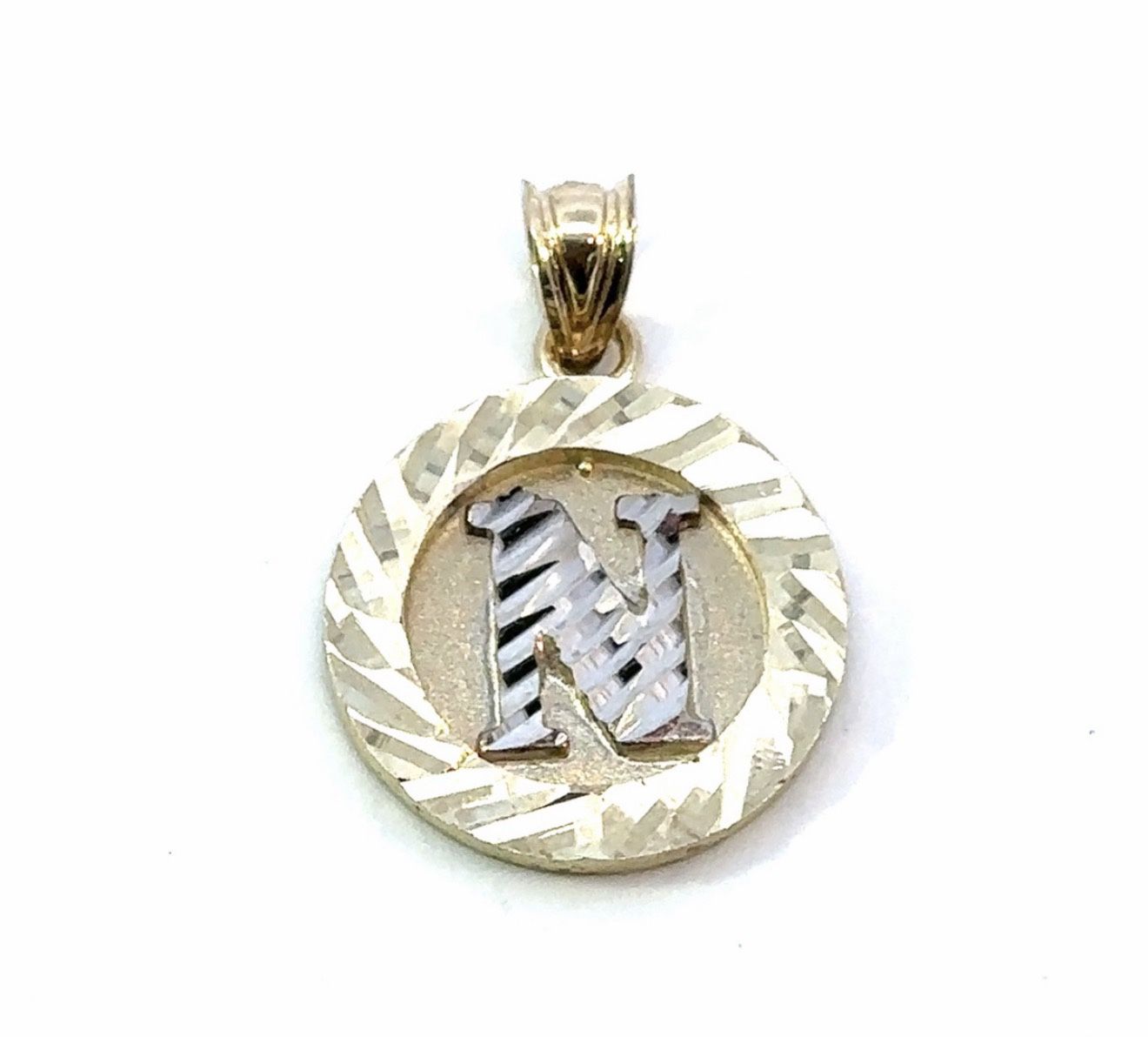 Woman’s Men’s 10k Yellow Gold Initial N Charm Pendant For Necklace GP3107796