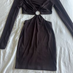 Brown Long Sleeve Dress