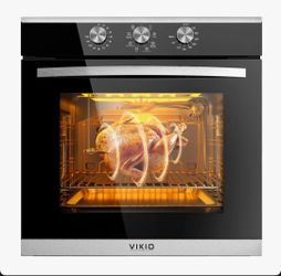 24 in. 2.83 cu. ft. single Electric Wall Oven with Convection and Manual Clean in Stainless Steel, Tempered Glass Door VIKIO-KONB